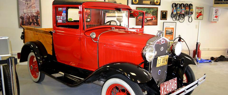 classic car inside a museum