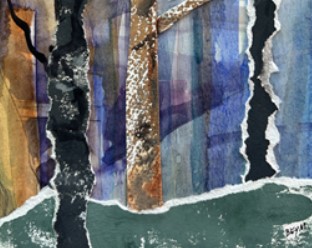 Watercolor landscape collage