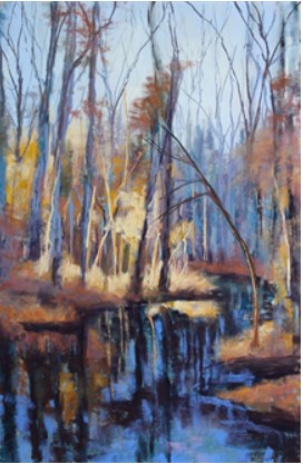 painting of a creek in the woods