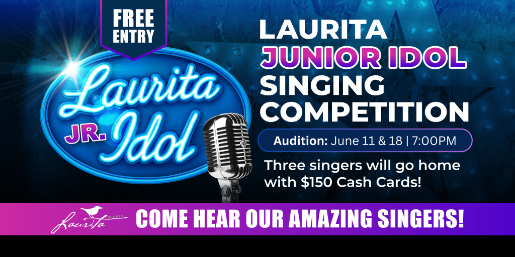 Laurita junior idol singing competition flyer
