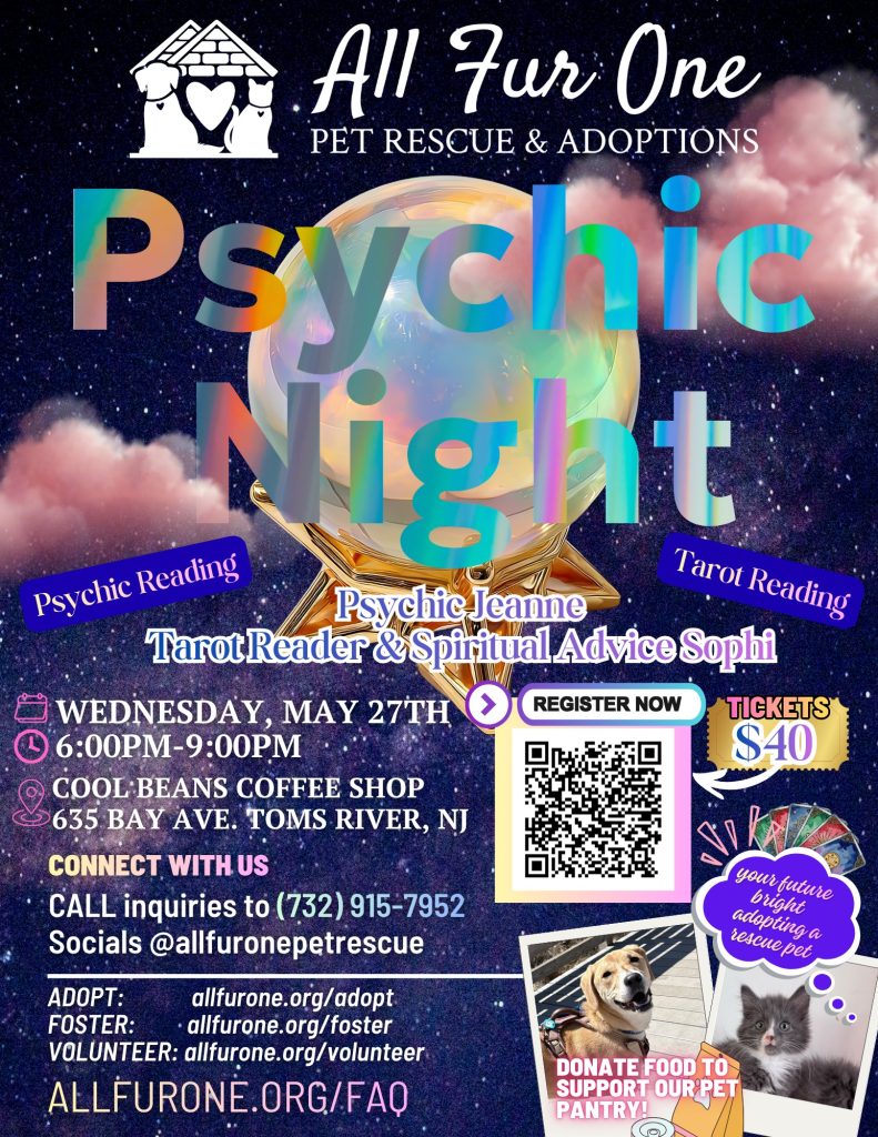 psychic night flyer with photos of a kitten and a dog 