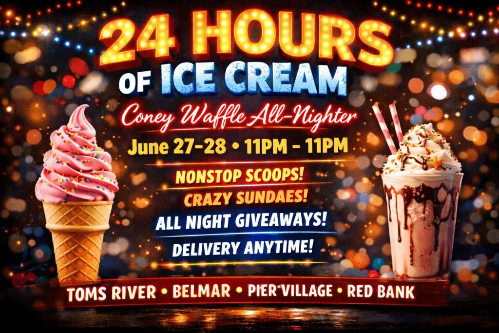 a milkshake with whipped ream, sprinkles and a straw and an ice cream cone with sprinkles 