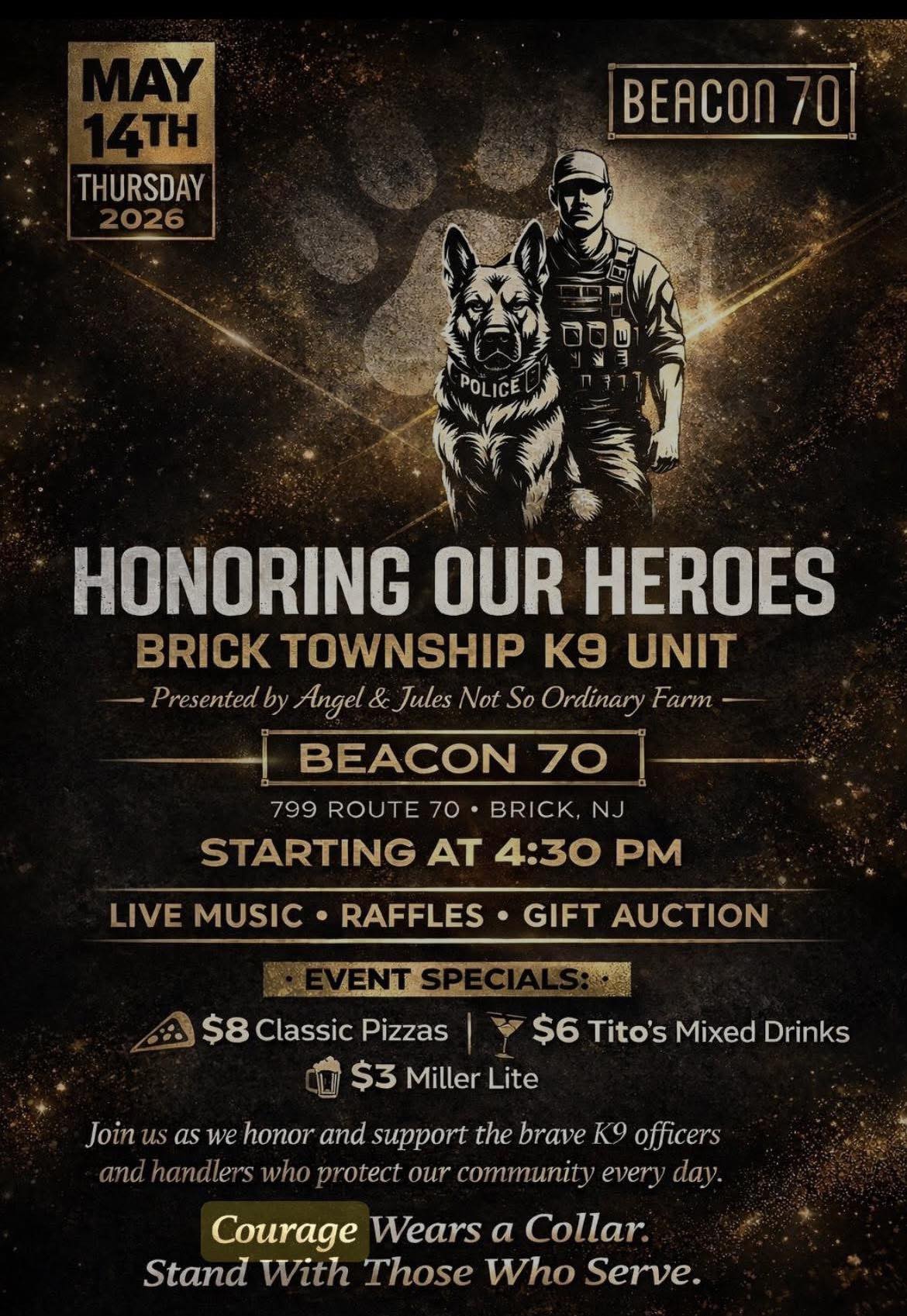 graphic of a police officer and police dog on a flyer for a fundraiser
