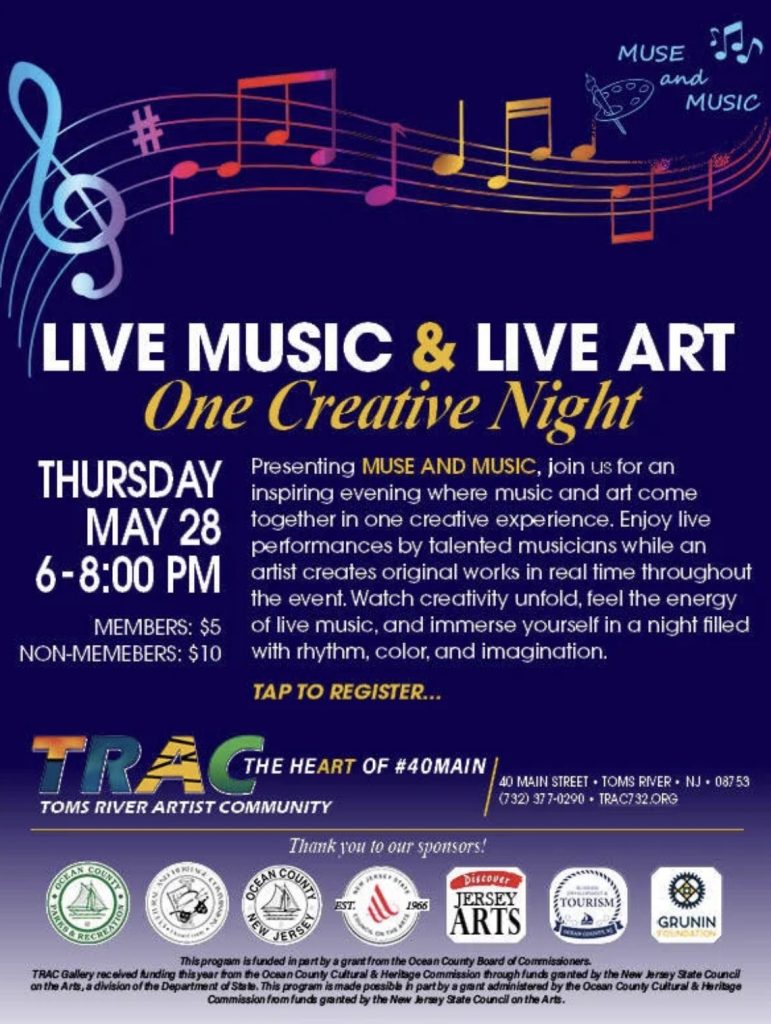 live music flyer with musical notes