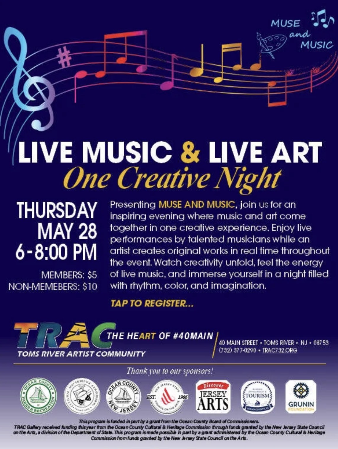 live music flyer with musical notes