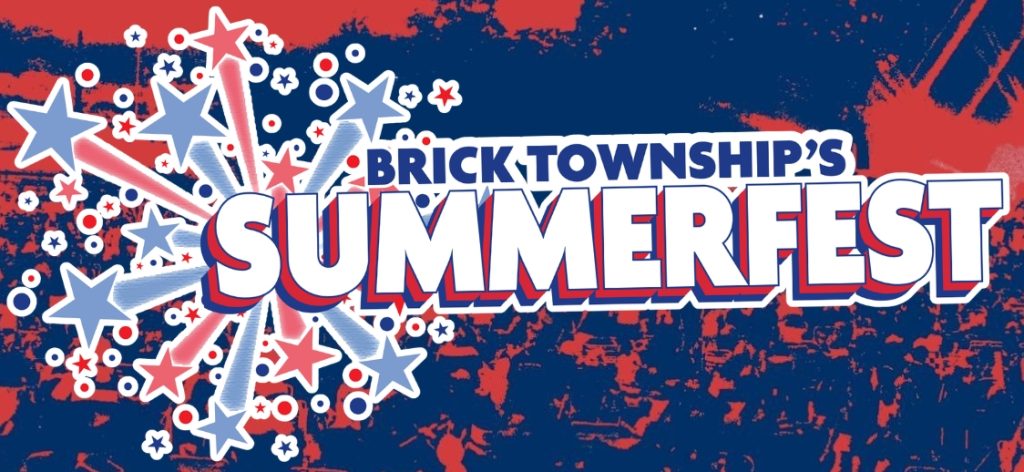 Brick Townships' SummerFest with red white and blue background and stars 