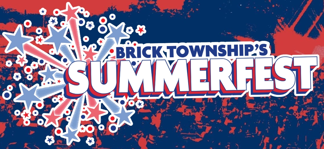 Brick Townships' SummerFest with red white and blue background and stars