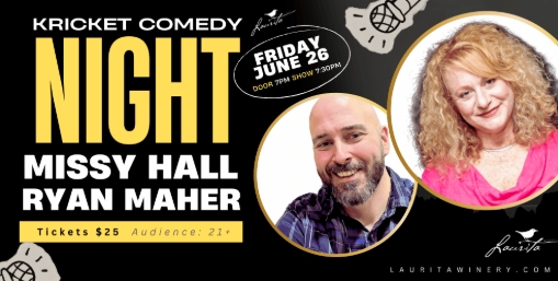 kricket comedy flyer with two comedians' photos