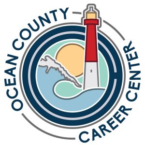 Ocean County Career Center logo of a lighthouse a sun in the background and a wave 