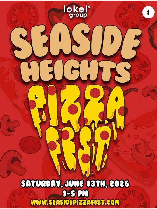 pizza fest flyer with red background and the letters as pepperoni pizza