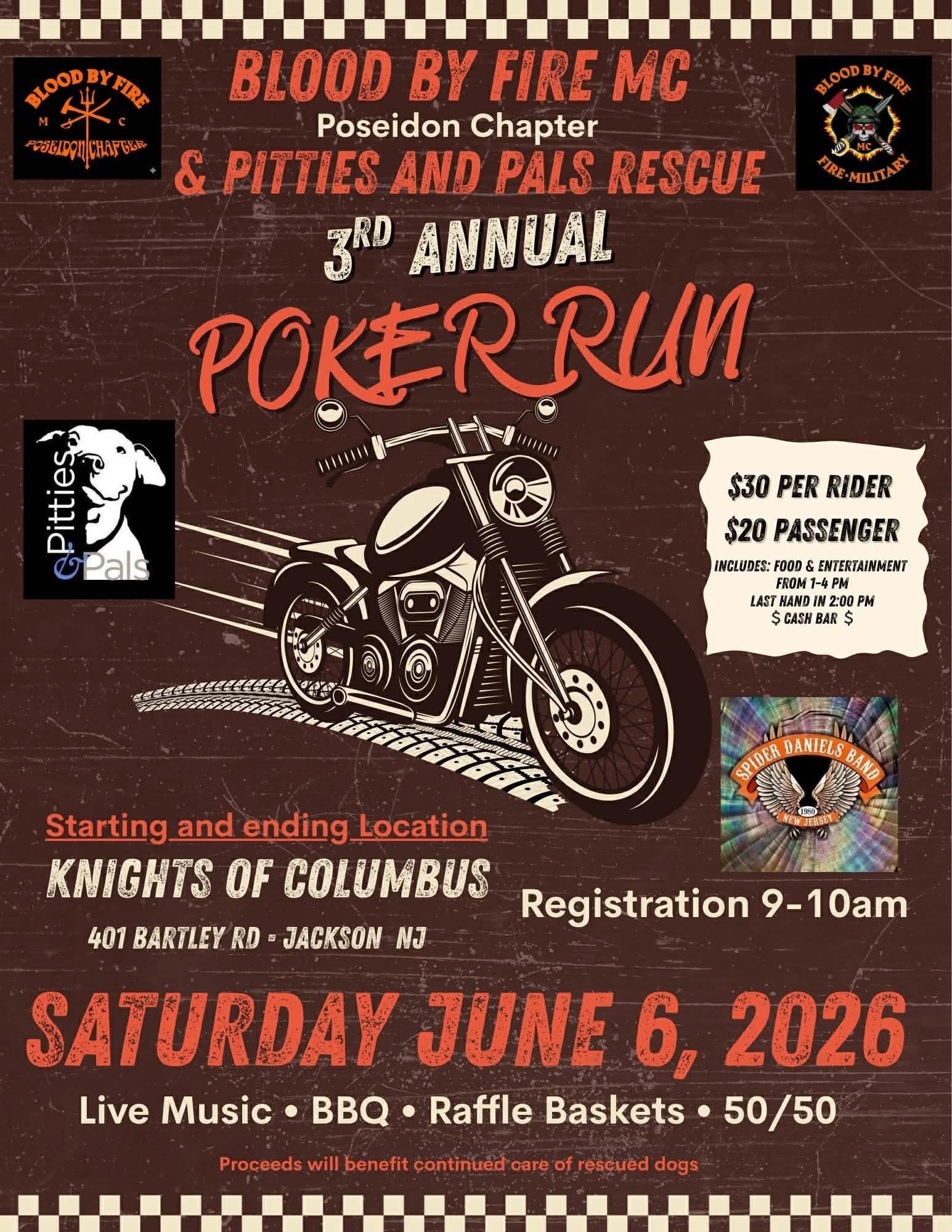 Poker run flyer with a black motorcycle on it