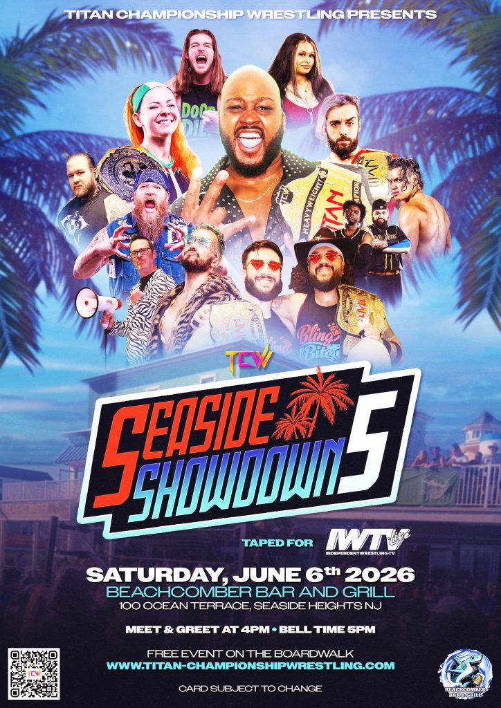 seaside showdown 5 flyer featuring multiple wrestlers