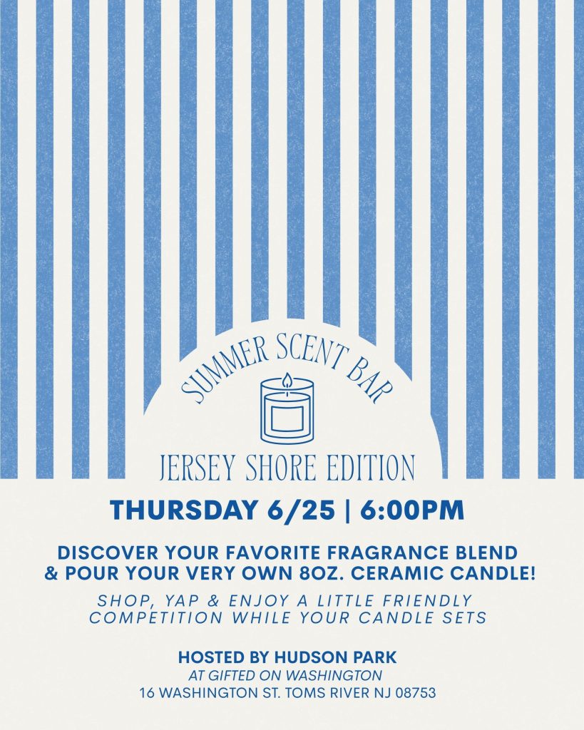 Summer Scent Bar: Candle Making Workshop flyer blue stripes 