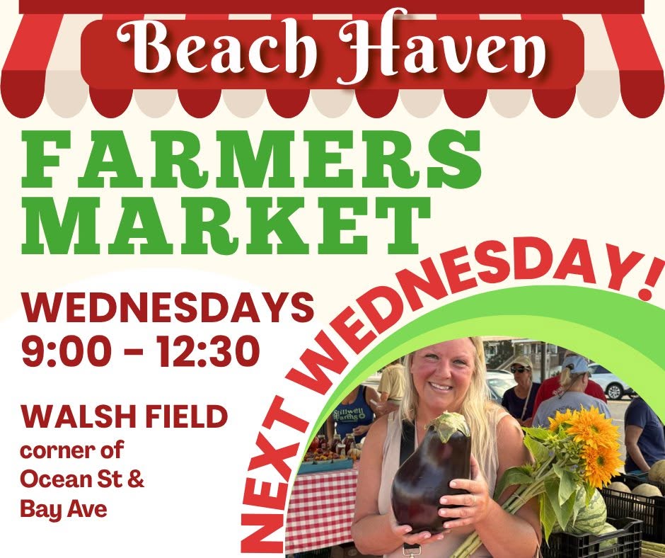 farmers market flyer with fruits and vegetables