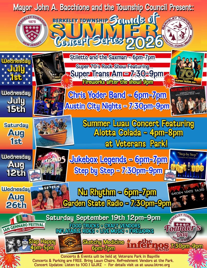 Summer Concert Series flyer for Berkeley Township
