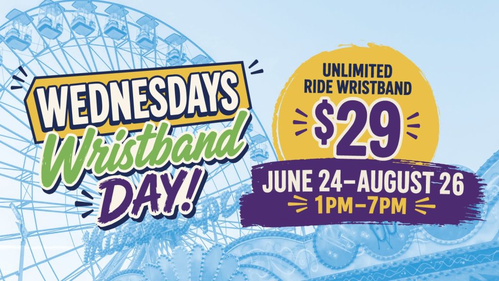 wristband day flyer with ferris wheel in the background 