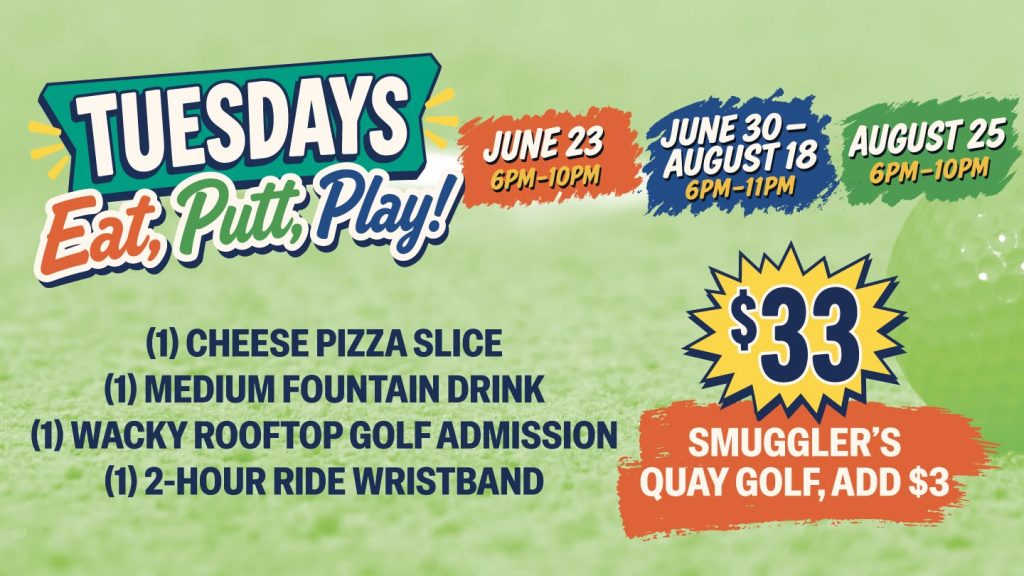 eat putt and play flyer for casino pier 