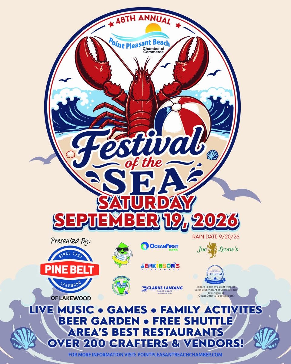 Festival of the Sea Flyer with a graphic of a red lobster and ocean waves