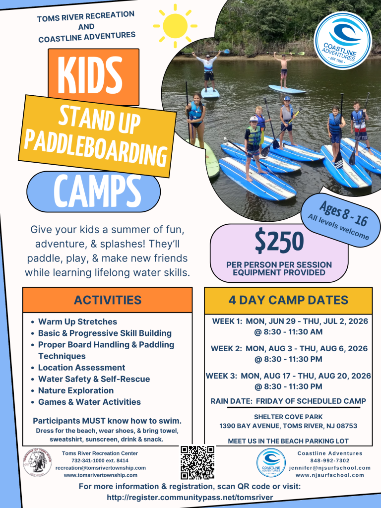 group of kids paddleboarding