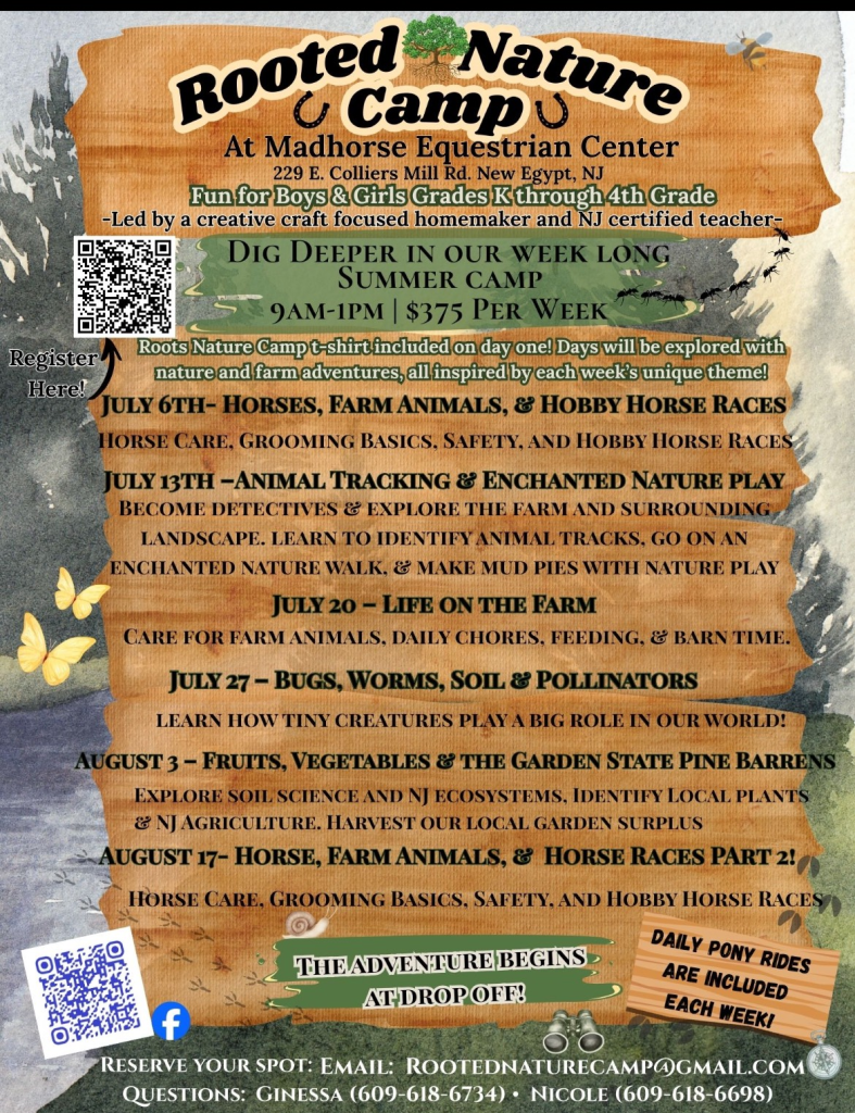 Rooted Nature camp flyer schedule