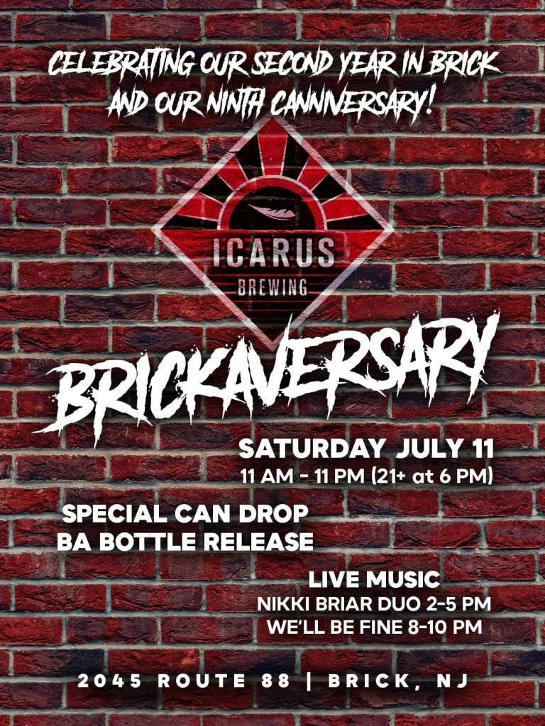 Brickaversary flyer with a brick wall as the background