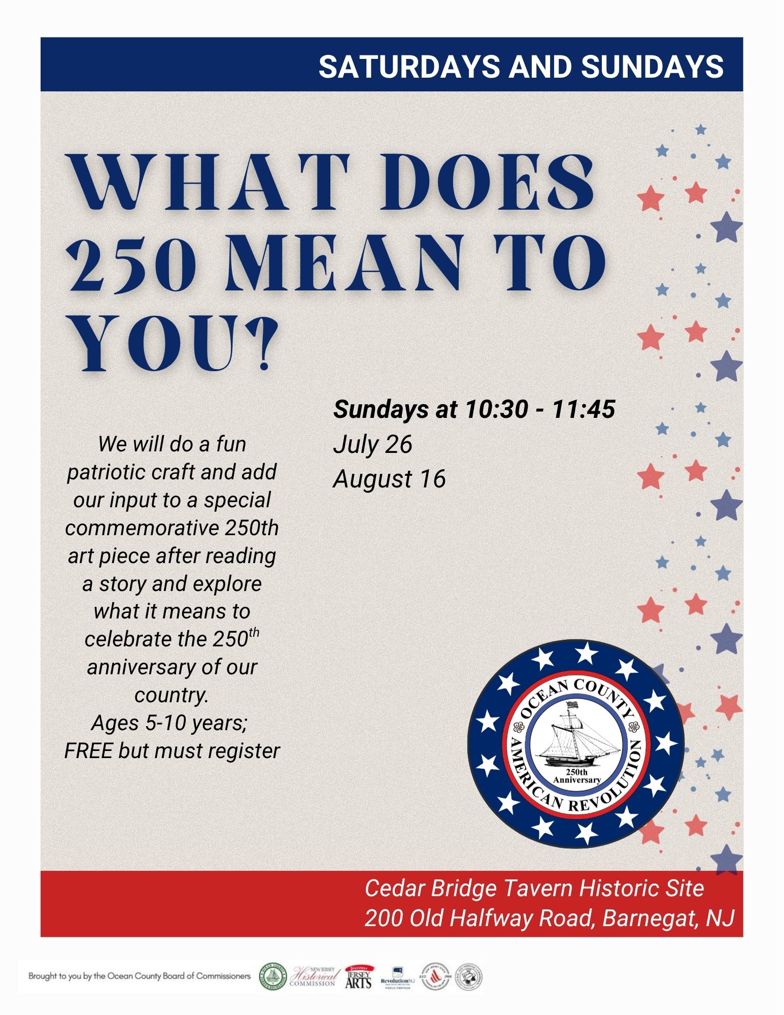 What does 250 mean to you flyer with red and blue stars