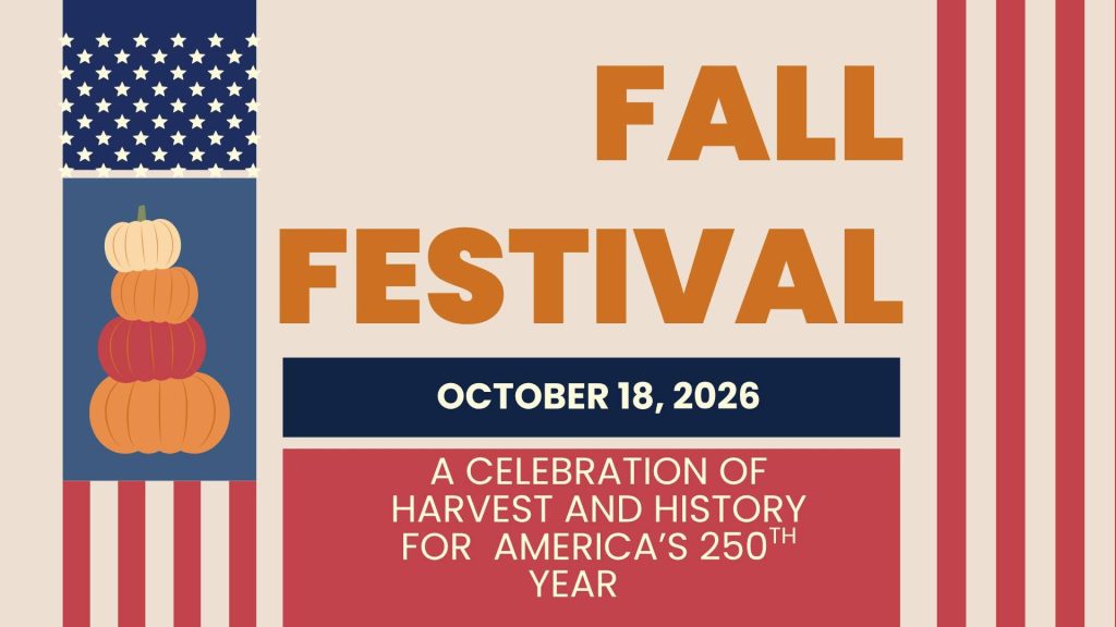Fall Festival Flyer on a beige background featuring stacked pumpkins