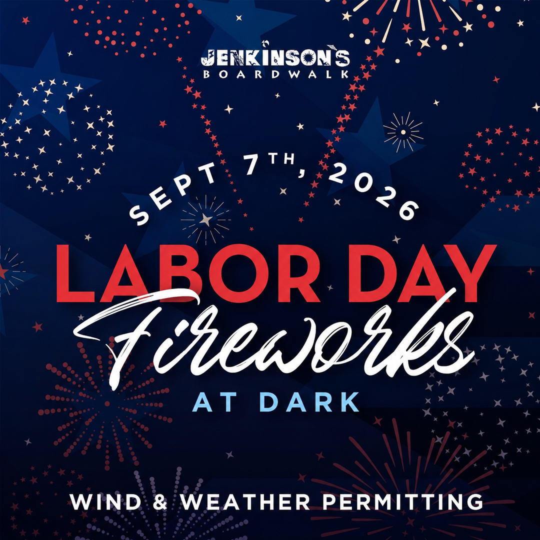labor day fireworks flyer on a navy blue background with red, white and blue fireworks