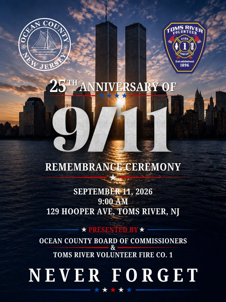 9/11 Remembrance Day flyer with background of the Twin Towers