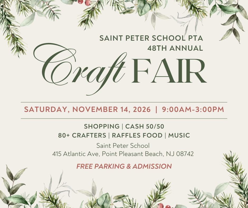 craft fair flyer with leaves, and branches around the border