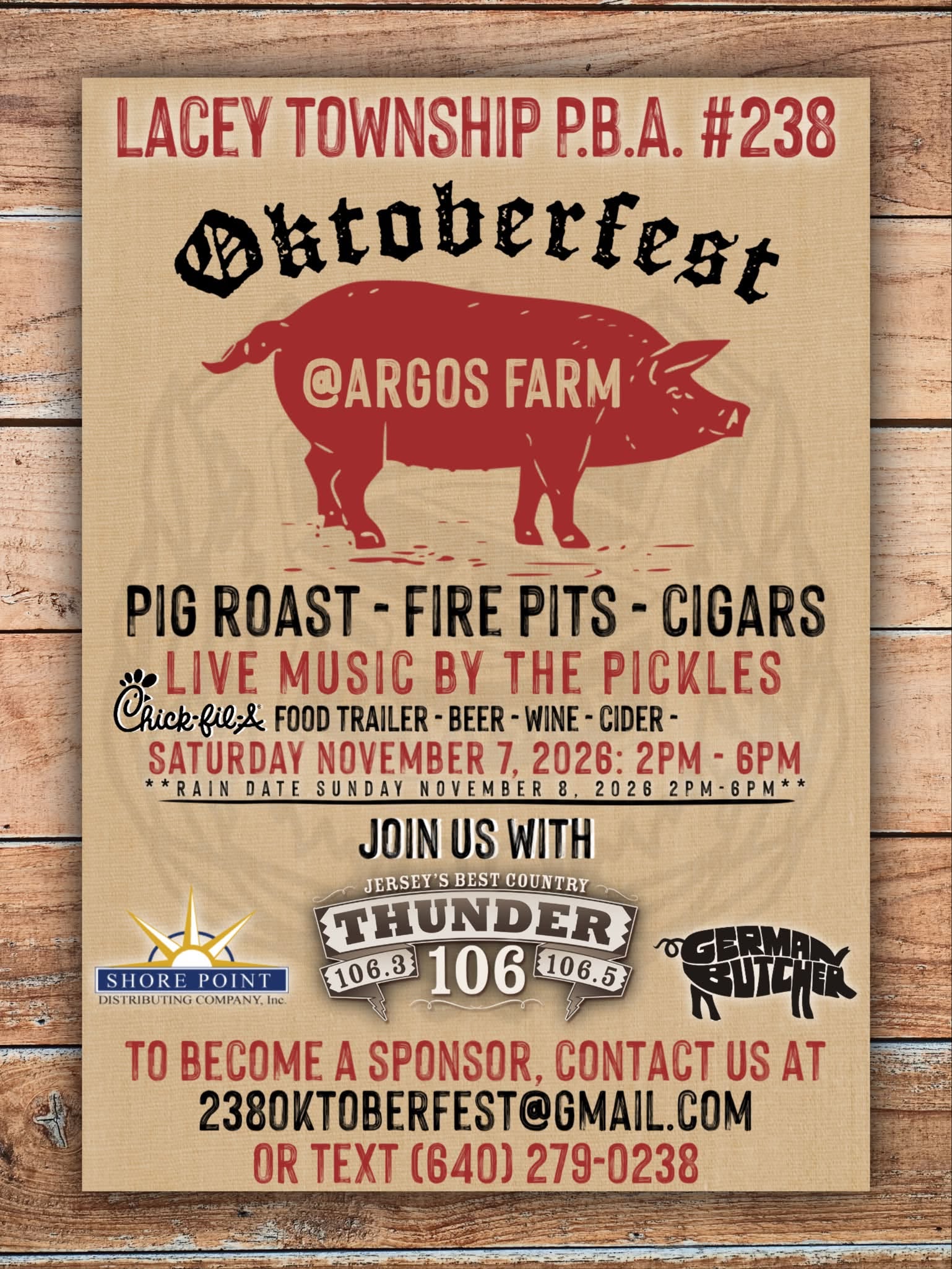 Oktoberfest flyer with a graphic of a red pig
