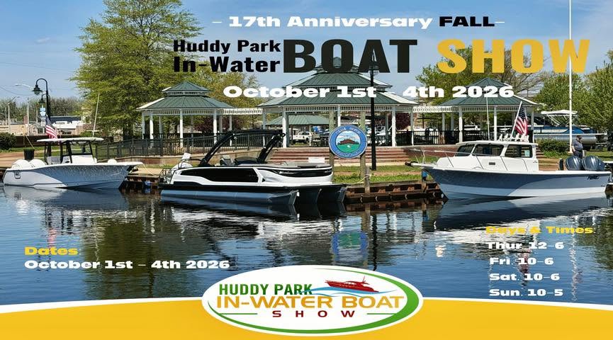 boats int he water at Huddy Park for a boat show