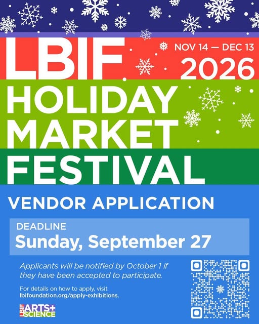 LBIF holiday market festival flyer with snowflakes