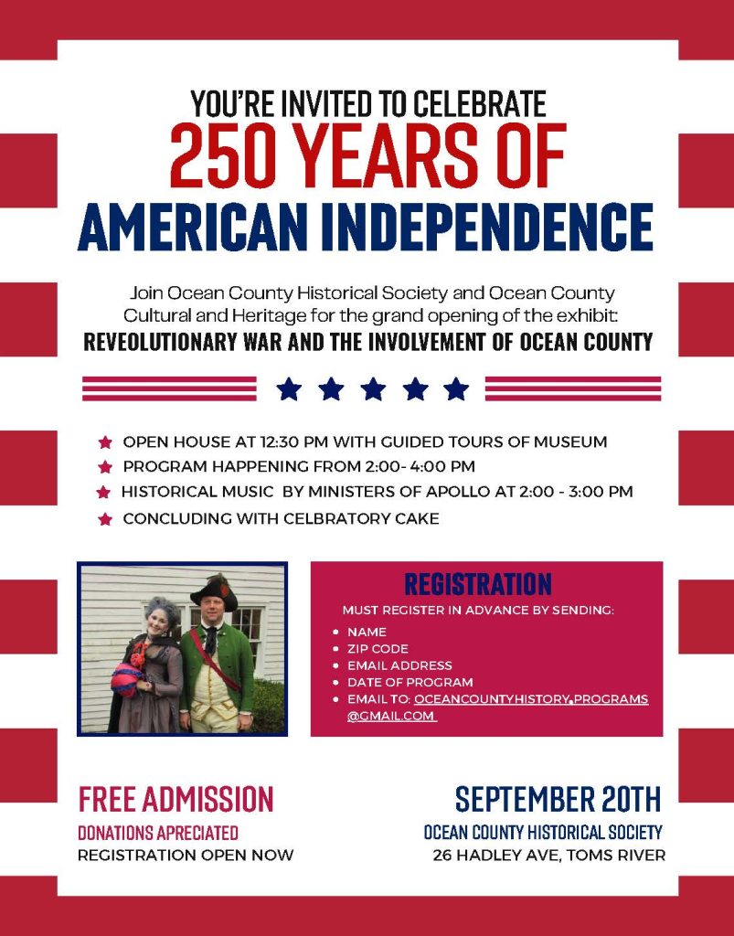 250 Years of American Independence flyer in red and white