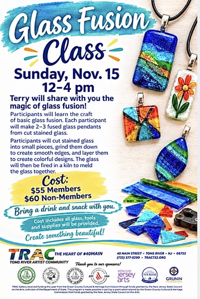 Glass fusion pieces on a flyer