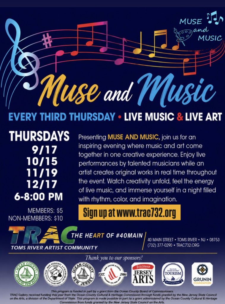 Muse & Music Live Music& Live Art with colorful musical notes