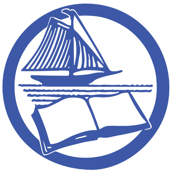 Ocean County library logo featuring a sailboat and an open book