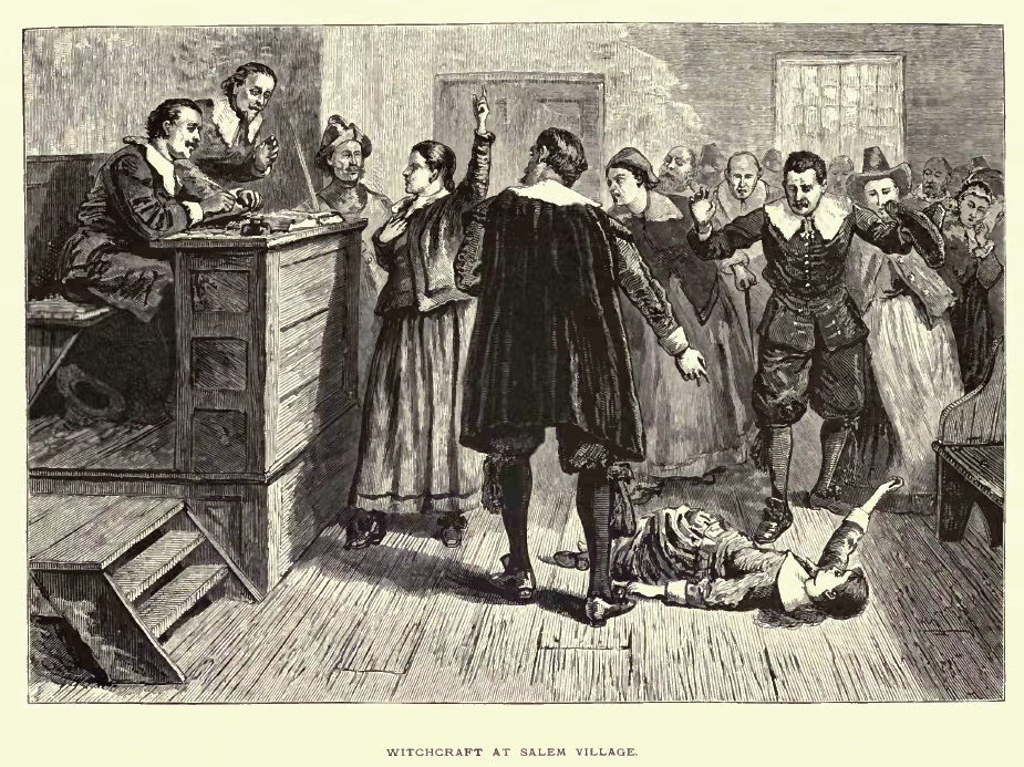 Salem Witch trials photo of people in a courtroom