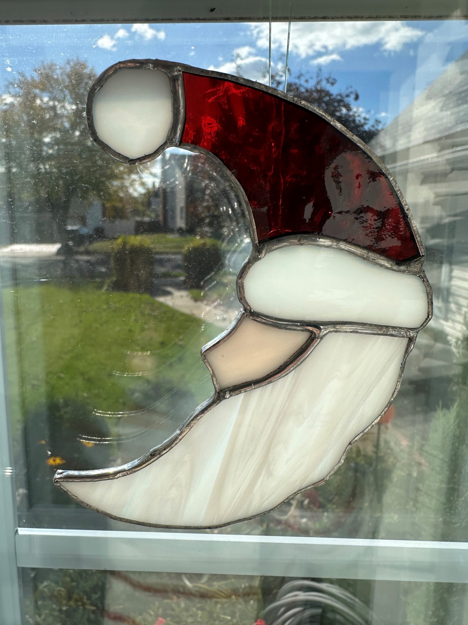 Holiday Stained Glass Santa Ornament