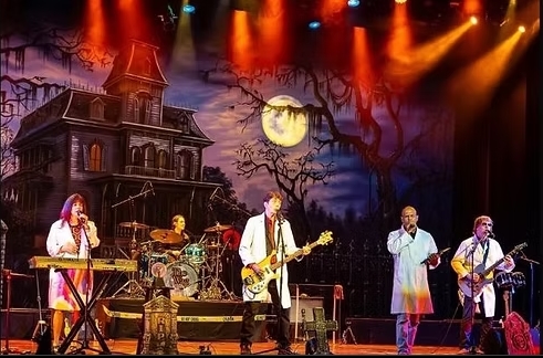 band playing music on a stage