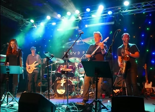 band playing music on a stage