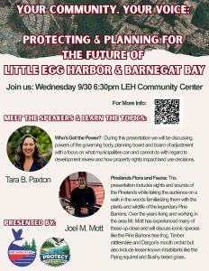 YOUR COMMUNITY, YOUR VOICE: Protecting & Planning for the Future of Little Egg Harbor & Barnegat Bay flyer 