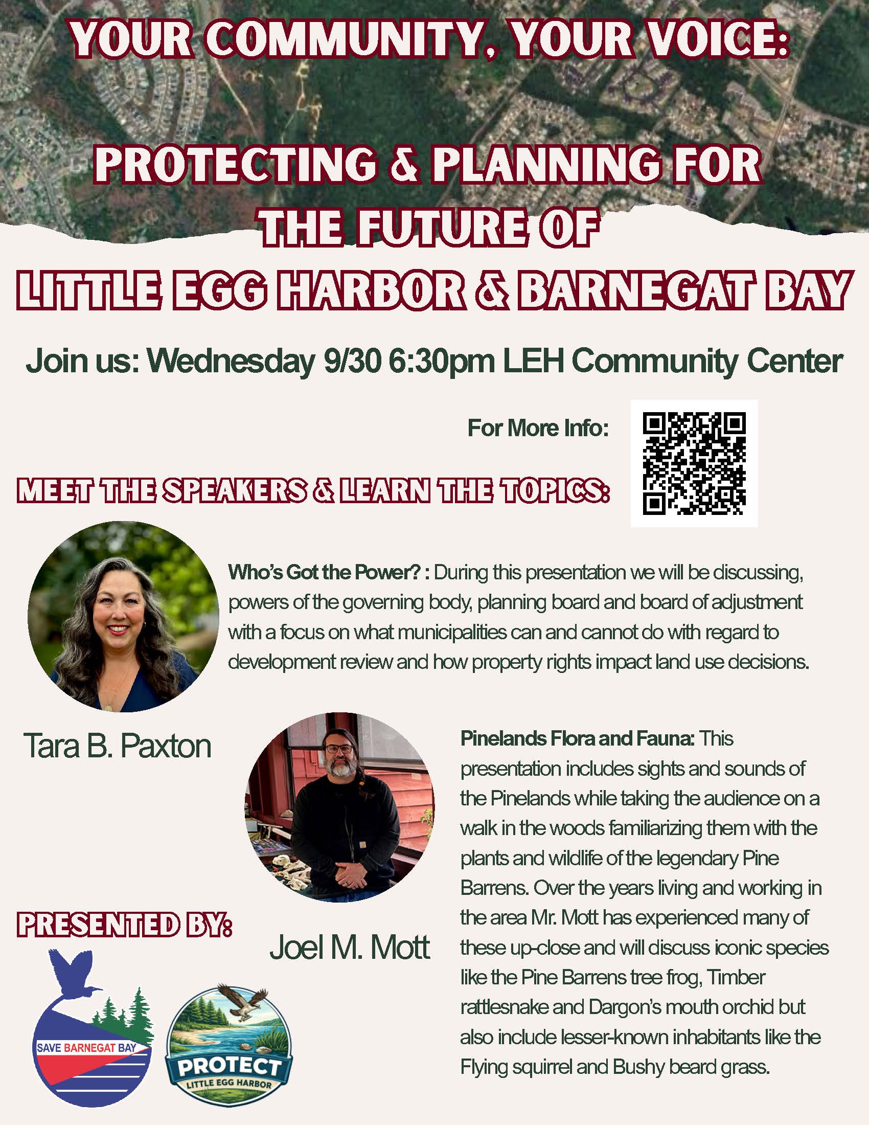 YOUR COMMUNITY, YOUR VOICE: Protecting & Planning for the Future of Little Egg Harbor & Barnegat Bay flyer