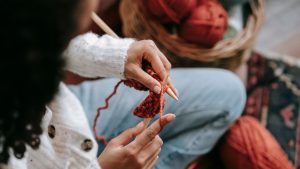 person doing crochet 