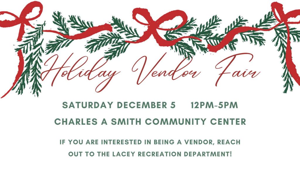 Holiday Vendor fair flyer with garland and red bows
