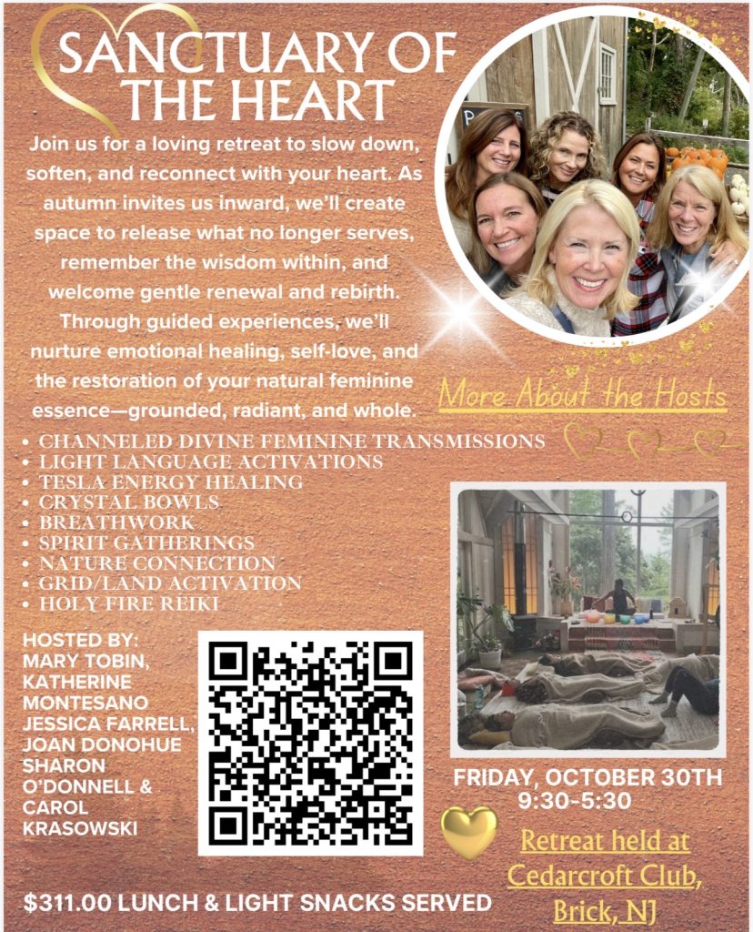 Woman's Day retreat flyer with a photo of a group of women posing for a photo 